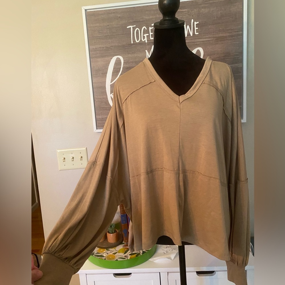 #99 Tan, oversized top